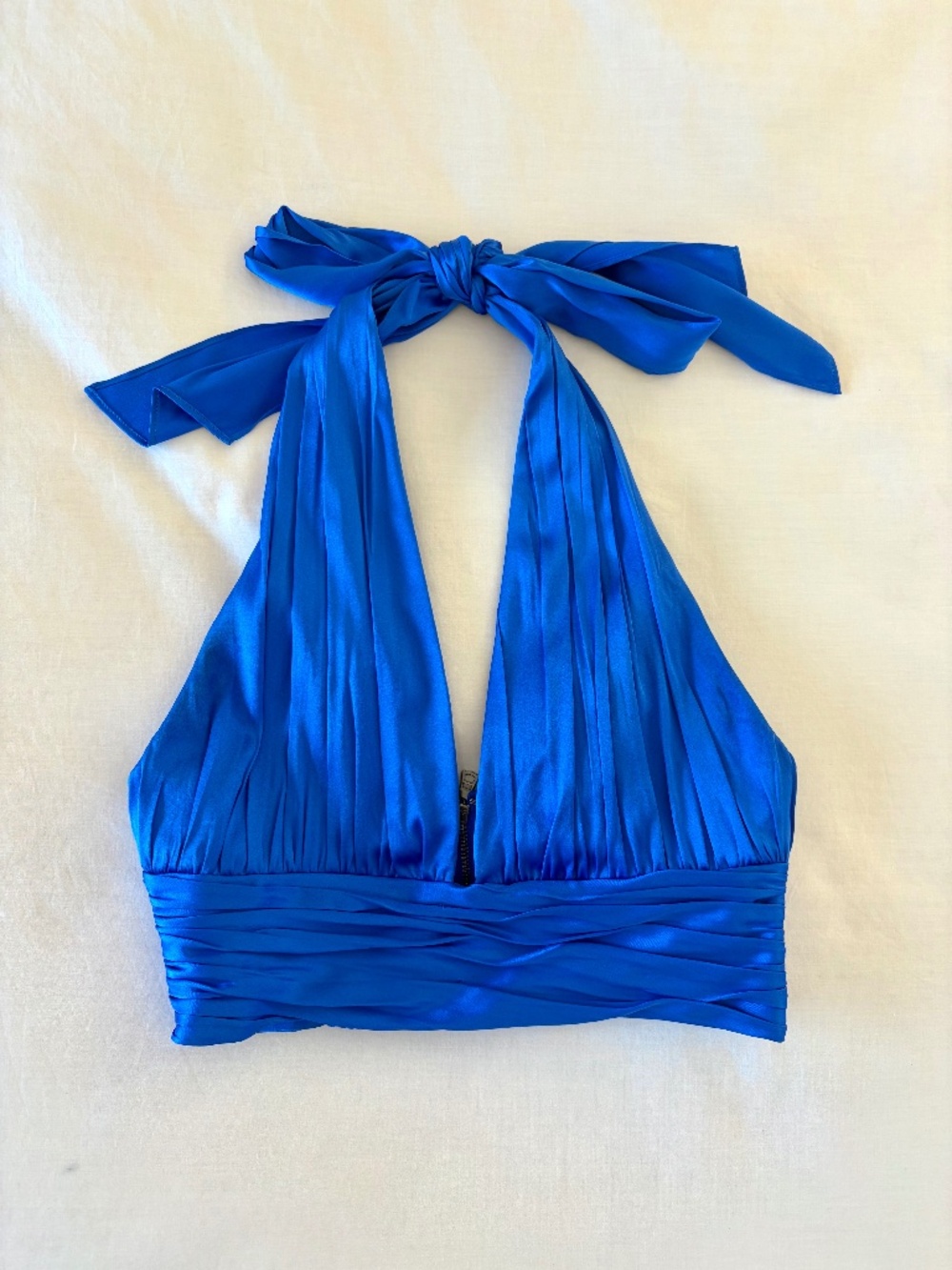 ALICE + OLIVIA LONNA HALTER TIE NECK CROP TOP- XS